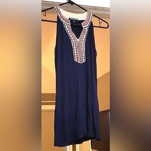 Cable & Gauge Boho Embroidered Tank Top Size M Navy Sleeveless